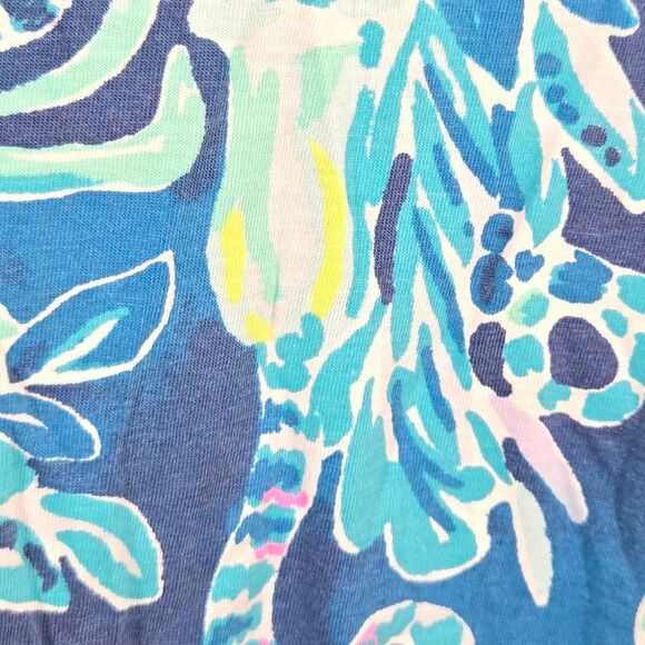 Lilly Pulitzer Short Sleeve Pima Cotton Beacon Dress Tidal Wave Tropical Blue -S - Picture 7 of 9